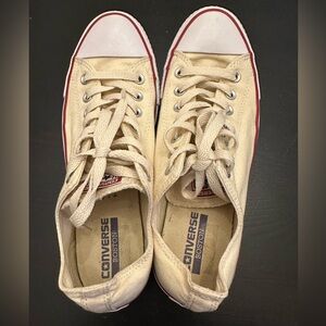 Converse Boston sneakers - men’s size 9. Cream color.  Red stripe bottom color